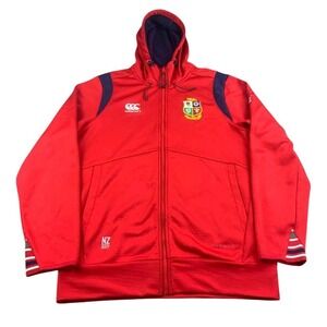 Canterbury Hoodie Men M British Irish Lions 2017 NZ Tour Hoodie Red Zip Rugby